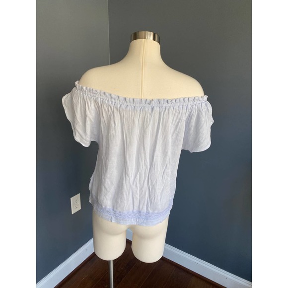 Hollister baby blue off the shoulder embroidered boho top - Picture 13 of 13
